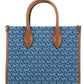 Mirella Small Denim Canvas Top Zip Shopper Tote Crossbody Handbag