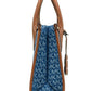 Mirella Small Denim Canvas Top Zip Shopper Tote Crossbody Handbag