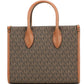 Mirella Small Brown PVC Top Zip Shopper Tote Crossbody Handbag