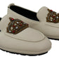 Elegant Beige Leather Loafers Slides Dress Shoes