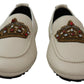 Elegant Beige Leather Loafers Slides Dress Shoes