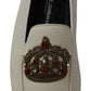 Elegant Beige Leather Loafers Slides Dress Shoes