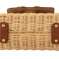 Chic Beige Straw & Leather Shoulder Bag