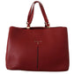 Elegant Red Leather Handbag with Gold Accents