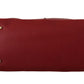 Elegant Red Leather Handbag with Gold Accents