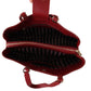 Elegant Red Leather Handbag with Gold Accents