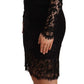 Elegant Black Lace Knee-Length Dress