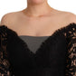Elegant Black Lace Knee-Length Dress