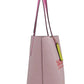 Kia Medium Carnation Colorblock Pebbled Leather Tote Bag Handbag Pink