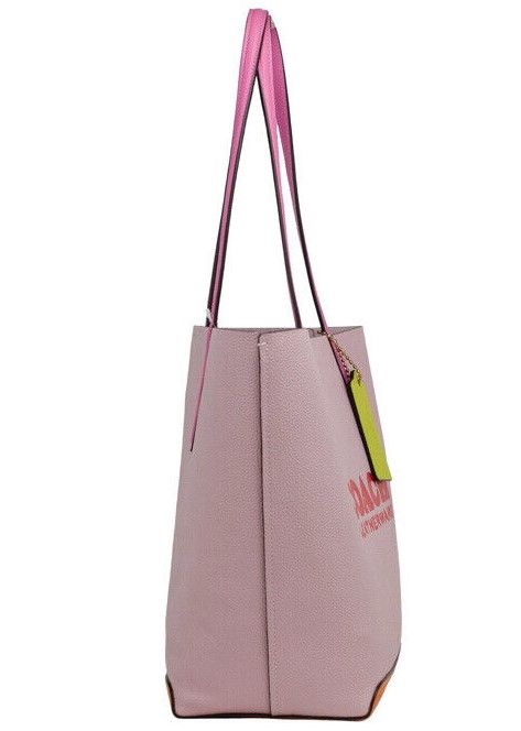 Kia Medium Carnation Colorblock Pebbled Leather Tote Bag Handbag Pink