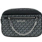 Jet Set Large East West Black Silver PVC Zip Chain Crossbody Bag