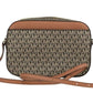 Jet Set Large East West Brown Gold PVC Zip Chain Crossbody Bag