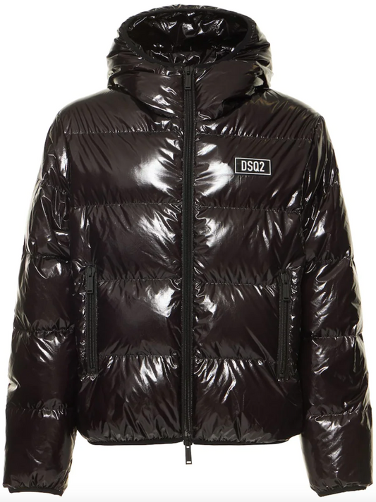 Black Nylon Men Bomber Jacket