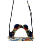 Majestic Blue Raffia & Leather Handbag