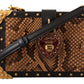 Exquisite Black Python Box Clutch with Heart Lock