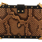 Exquisite Black Python Box Clutch with Heart Lock