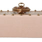 Elegant Pink Python Leather Clutch