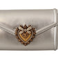 Glamorous Silver Leather Belt Bag with Jeweled Plaque