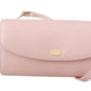 Chic Pink Leather Evening Crossbody Bag
