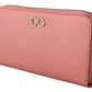 Elegant Pink Leather Clutch Wallet with Crystals
