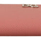 Elegant Pink Leather Clutch Wallet with Crystals