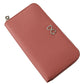 Elegant Pink Leather Clutch Wallet with Crystals