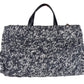 Elegant Black Wool Tote with Leather Accents