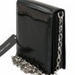 Chic Patent Leather Clutch with Silver Accents