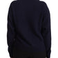 Floral Embroidered Blue Cashmere Sweater