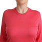 Elegant Pink Silk Crewneck Sweater