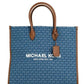 Mirella Large Signature Denim Logo Canvas North South Tote Handbag