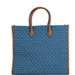 Mirella Large Signature Denim Logo Canvas North South Tote Handbag