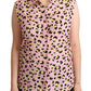 Sleeveless Leopard Print Polo Top