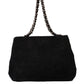 Elegant Suede Crossbody with Silver Details