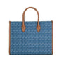 Mirella Medium Signature Denim Logo Canvas East West Tote Handbag