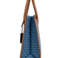 Mirella Medium Signature Denim Logo Canvas East West Tote Handbag