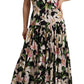Elegant Cap Sleeve Lily Print Dress