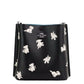 Mollie 22 Dog Print Black Leather Bucket Crossbody Handbag Purse