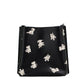 Mollie 22 Dog Print Black Leather Bucket Crossbody Handbag Purse