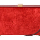Chic Red Silk Blend Box Clutch with Gold Details