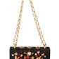 Embellished Brocade Shoulder Bag with Gold Accents