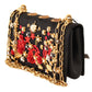 Embellished Brocade Shoulder Bag with Gold Accents
