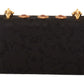 Embellished Brocade Shoulder Bag with Gold Accents