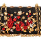 Embellished Brocade Shoulder Bag with Gold Accents