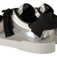 Elegant Black Silver Low Top Sneakers