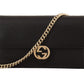 Elegant Black Leather Shoulder Bag with GG Snap
