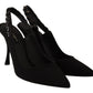 Elegant Black Silk Blend Slingback Pumps
