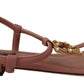 Elegant Pink Leather Ankle Strap Sandals