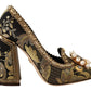 Opulent Gold Jacquard Brocade Pumps