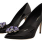 Elegant Patent Leather Pumps with Purple Crystals